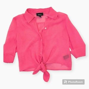 Pink Loose Fit Front Tie Top Girl's size 14 (Large)